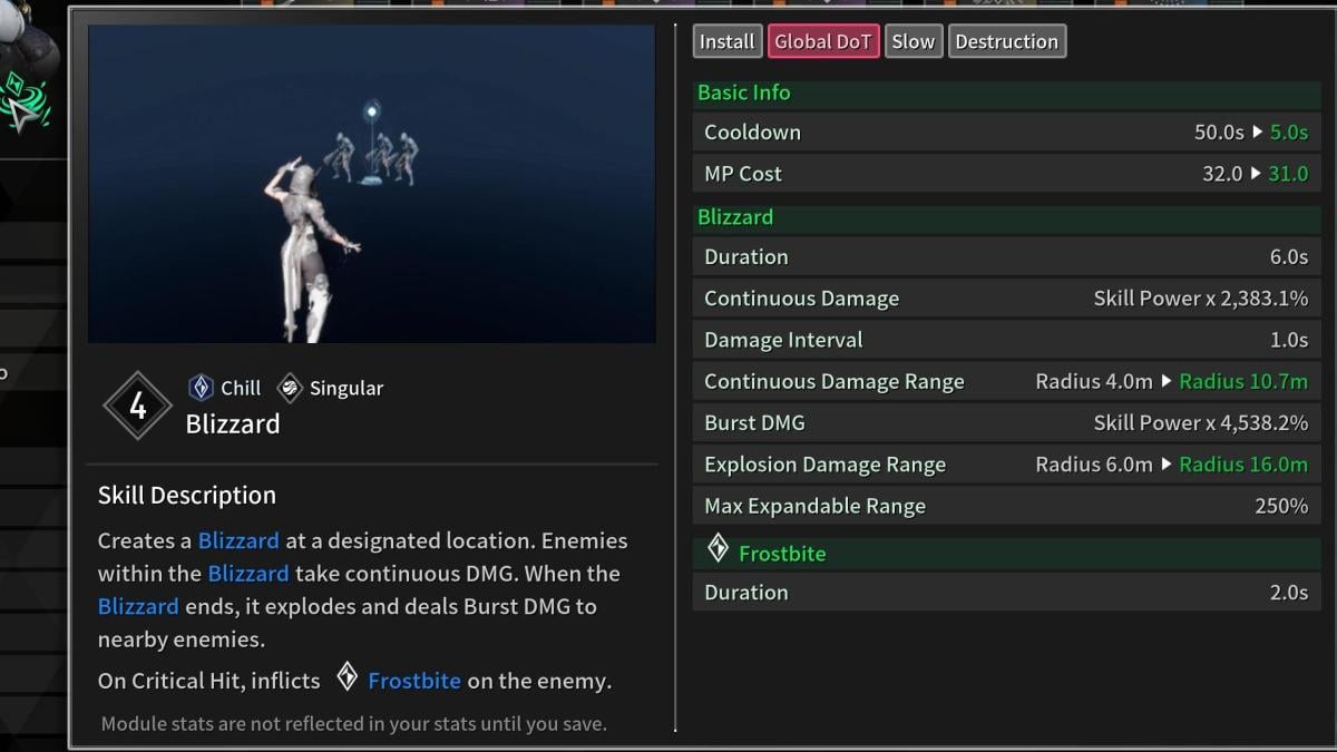4th Skill Blizzard Stats Viessa Build