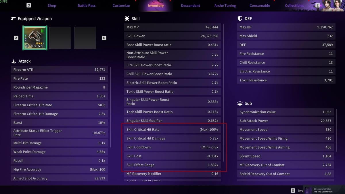 Viessa Build Stats - TFD