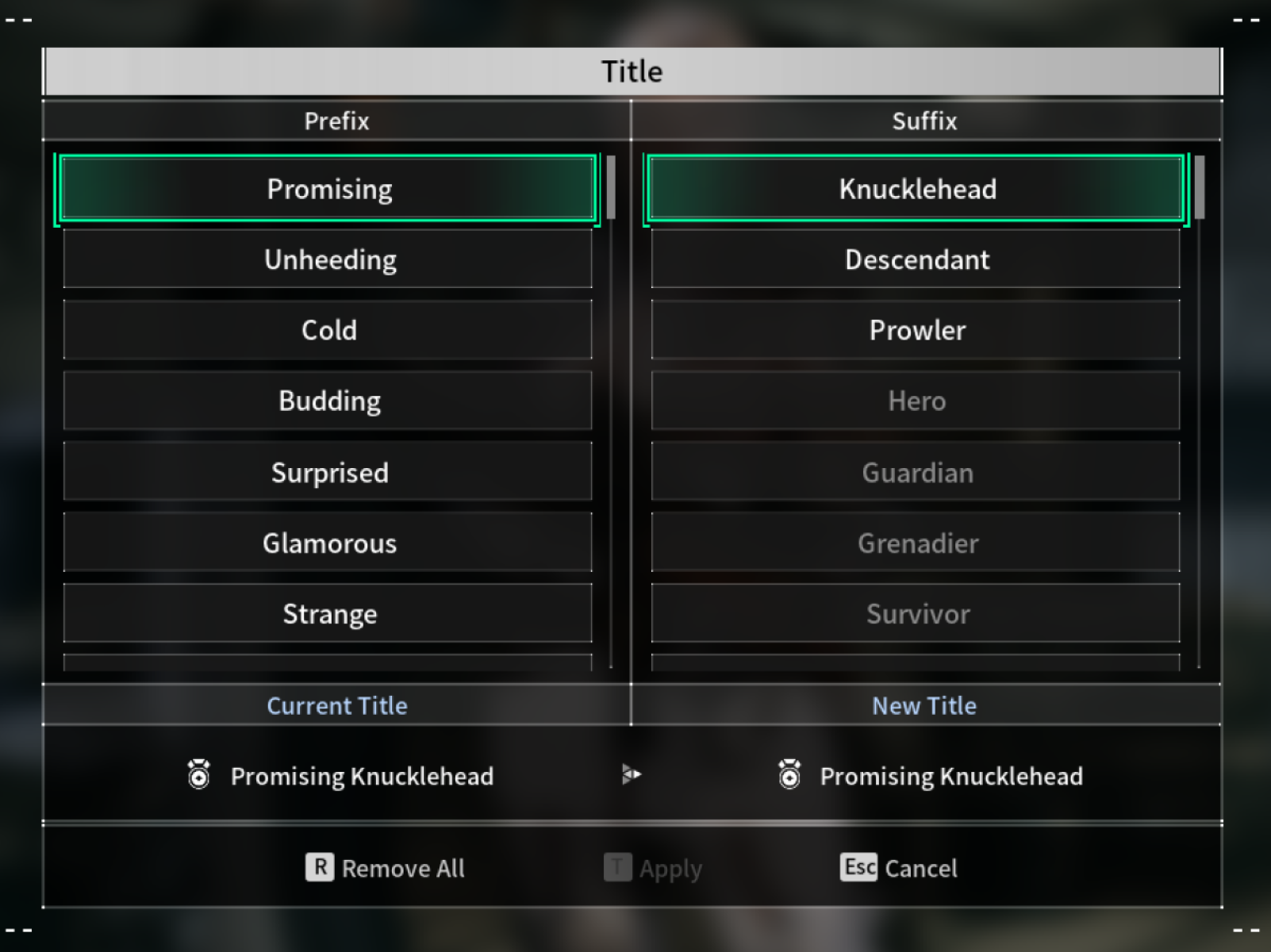 Titles Database for The First Descendant