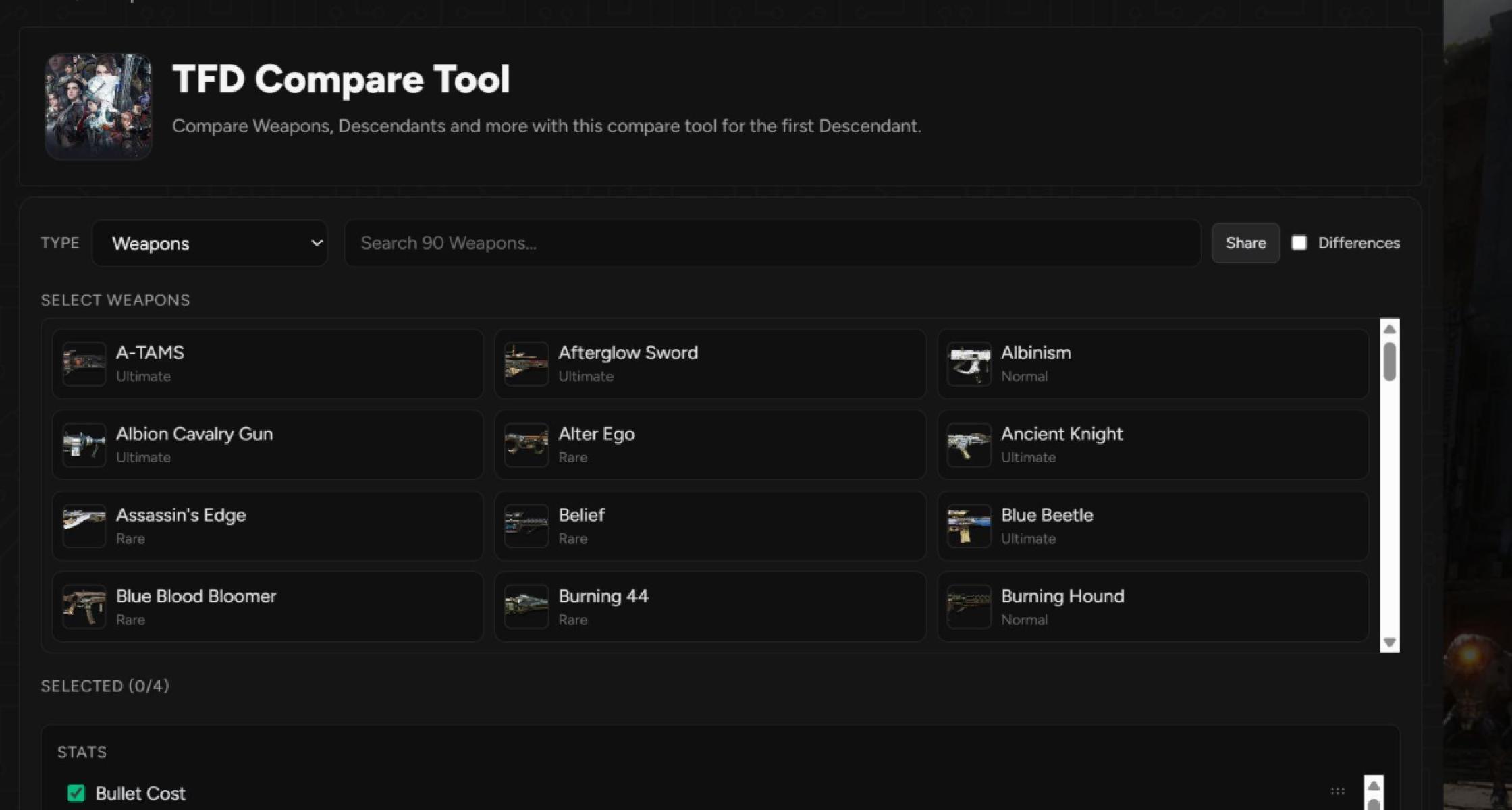 TFD Compare Tool