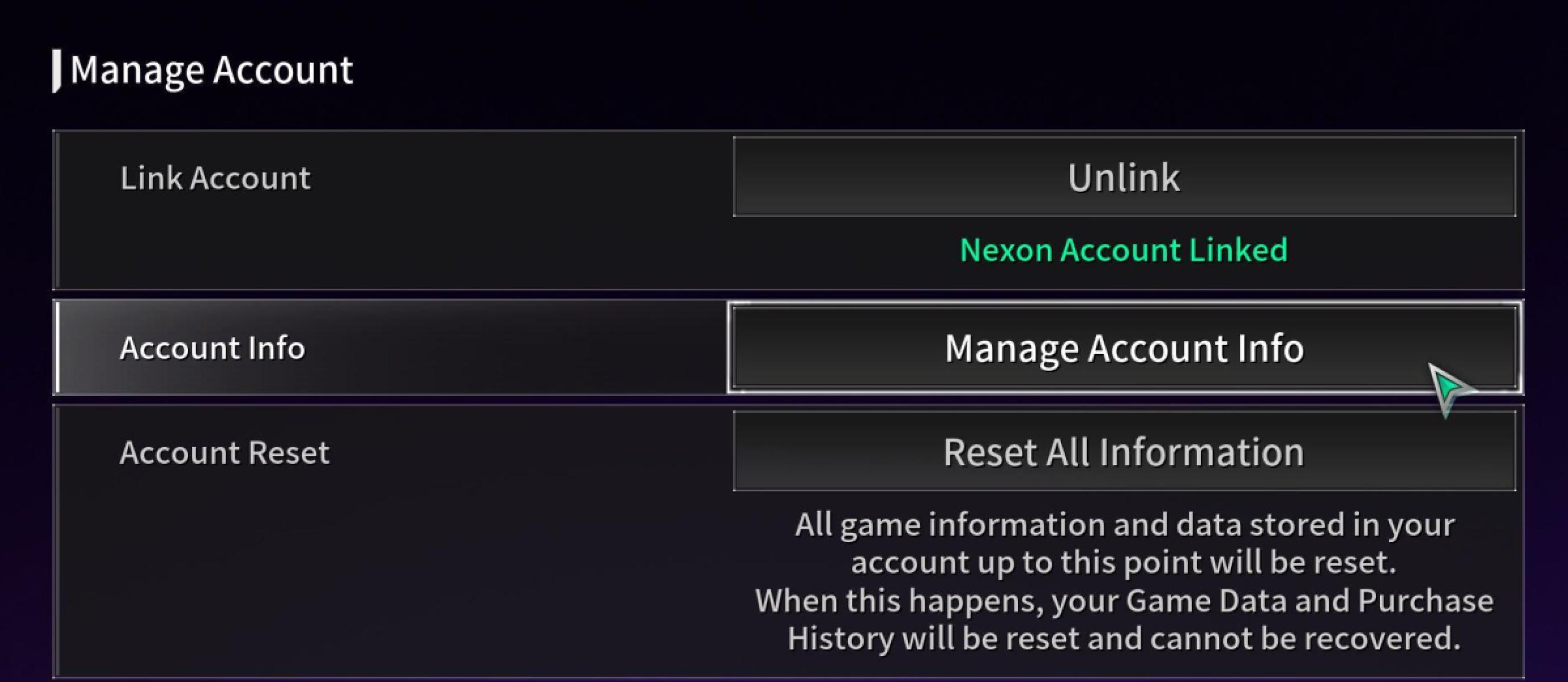 Click on Manage Account Info to change Privacy Settings in TFD